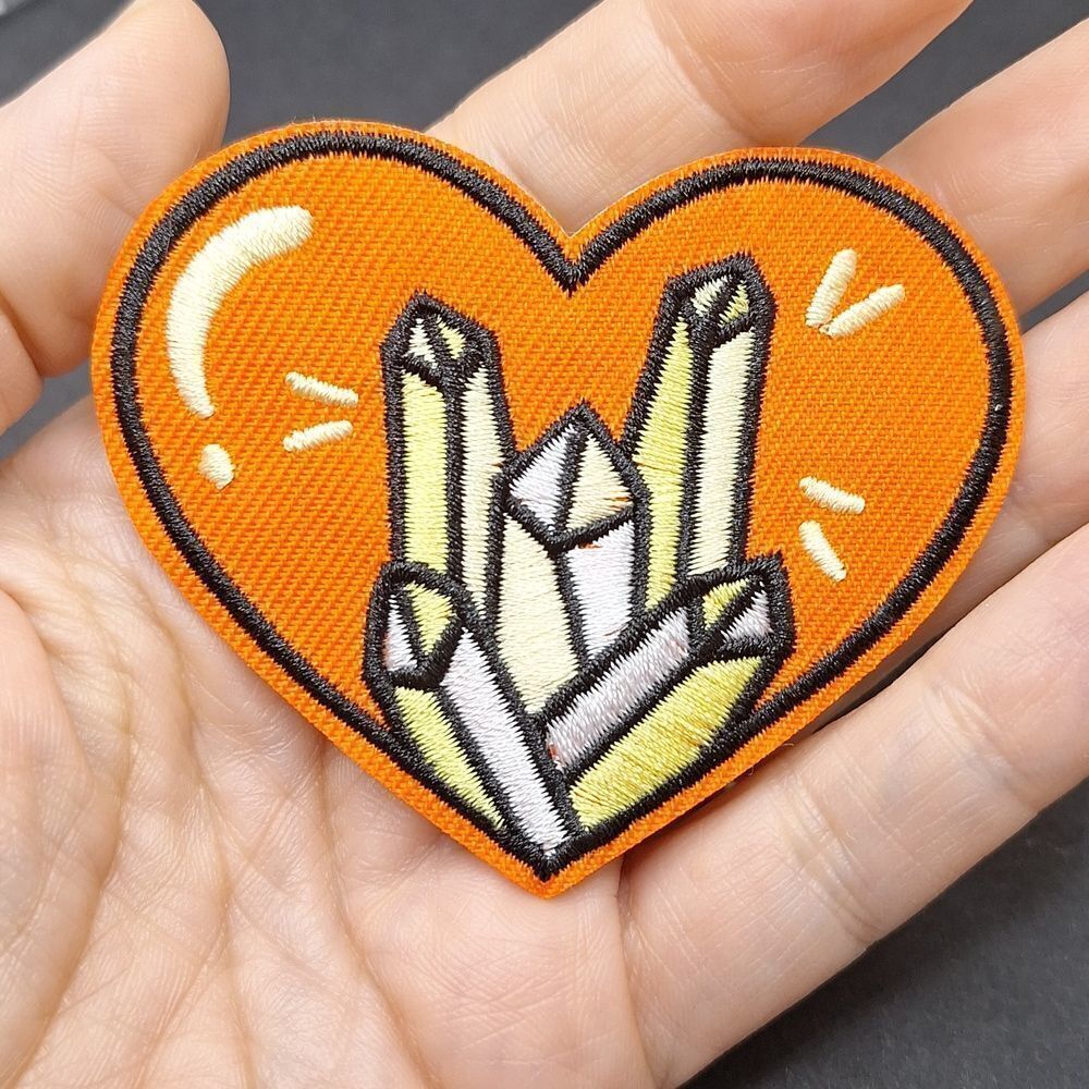 Orange heart with protection crystals stary sky patch iron on se…
